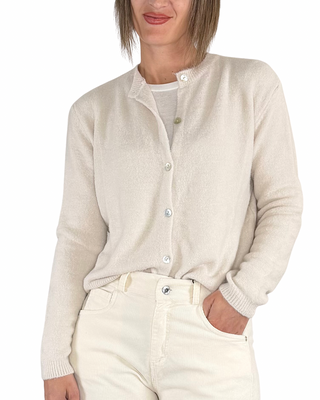 Habiti - Cardigan girocollo - BURRO