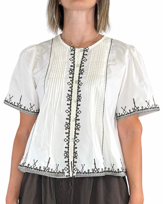 CADì - Camicia ricamata in popeline - PANNA
