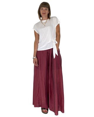 Habiti - T-shirt spalla scesa con nodo laterale - PANNA