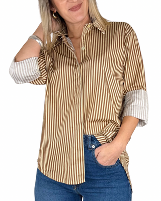 Haveone - Camicia rigata - GIALLO