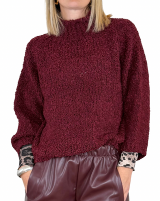 Habiti - Maglia bouclè manica 3/4 - BORDEAUX