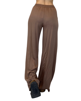 Habiti - Pantalone palazzo viscosa - FANGO