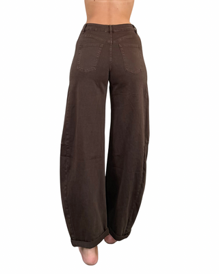 Habiti - Jeans barrel bull denim - MORO
