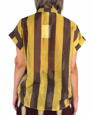 Habiti - Camicia righe in tencel - SENAPE