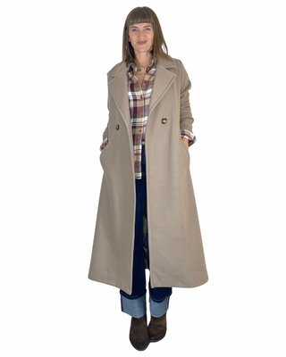 Habiti - Cappotto lungo doppiopetto - FANGO