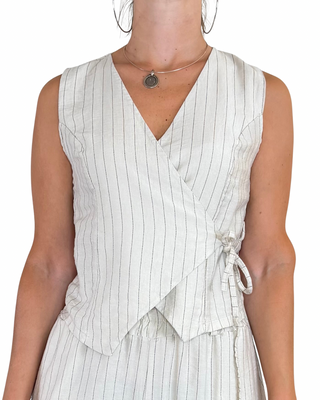 Habiti - Coordinato bermuda gilet gessato - BURRO