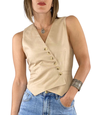 Vicolo - Gilet abbottonatura diagonale - BEIGE
