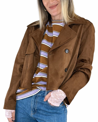 Susy Mix - Trench corto dainetto - cuoio