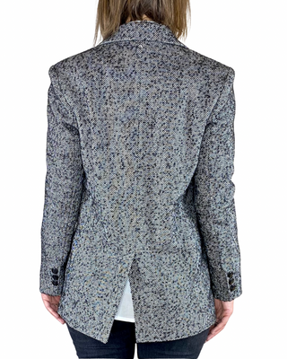Tensione In - Blazer spinato doppiopetto con spille - NERO