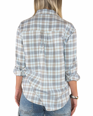 Jeans work con strass + Camicia quadri celeste