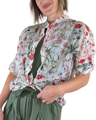 Habiti - Camicia fantasia in tencel - BURRO/ROSSO