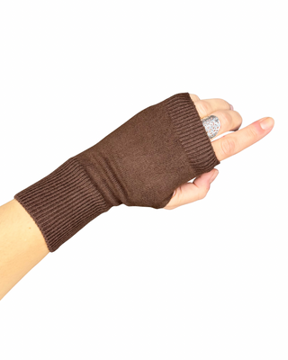 habiti - guanti senza dita misto cachemire - moro