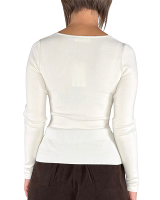 Habiti - Maglia scollo cuore - PANNA