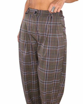 Habiti - Pantalone barrel con pences - TARTAN