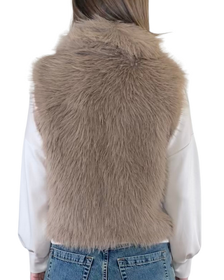 Habiti - Gilet corto eco pelliccia - FANGO