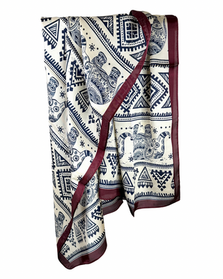 Habiti - Foulard etnico 87x87 - BORDEAUX/BLU