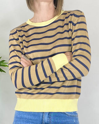 CADì - Maglia righe bordi contrasto - CAMMELLO