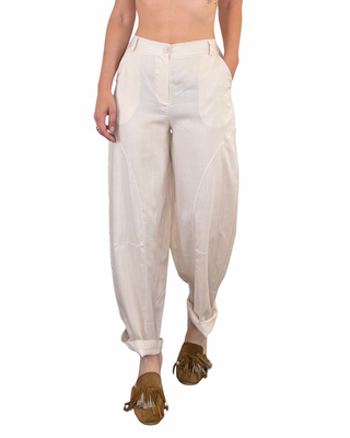 Habiti - Pantalone barrel in tencel - BURRO