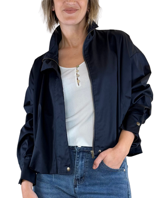 CADì - Bomber over in gabardina di cotone - BLU