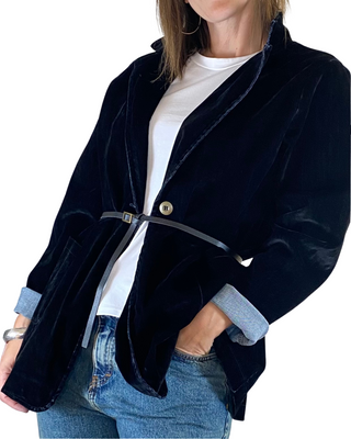 SUSY STAR - Blazer denim floccato - NERO