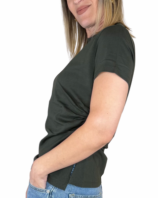 Vicolo - T-shirt spacco e arriccio - VERDE MILITARE