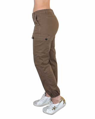 Habiti pantalone cargo cotone fango - vista laterale