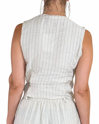 Habiti - Coordinato bermuda gilet gessato - BURRO