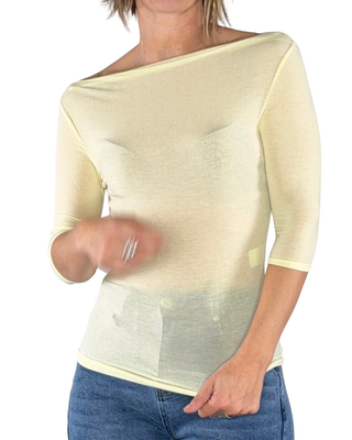 Habiti - T-shirt manica 3/4 misto seta - GIALLO