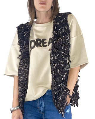 Susy Mix - Gilet lurex in maglia - MORO