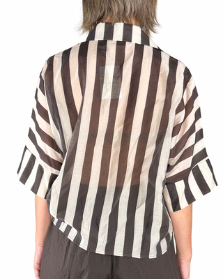 Habiti - Camicia riga larga tencel - MORO