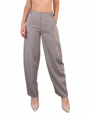 Habiti - Pantalone barrel in tencel - FANGO