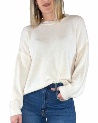 CADì - Maglia stondata misto alpaca - PANNA