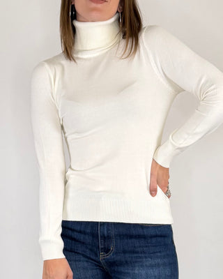 Susy Mix - Maglia slim collo alto - PANNA