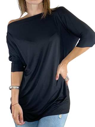 Vicolo - T-shirt scatola taglio vivo - NERO