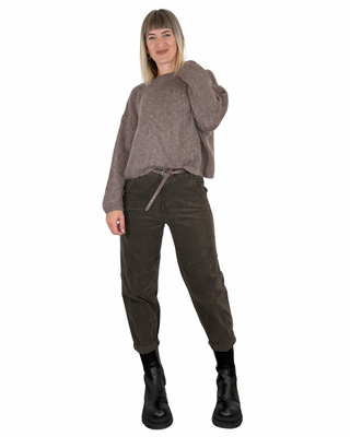 Habiti - Pantalone barrel velluto - MORO