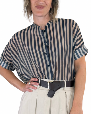CADì - Camicia riga lyocell - FANGO