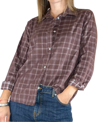 Susy Mix - Camicia quadri velluto - MORO