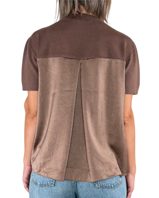 Habiti - Maglia con tasca di paillettes - FANGO