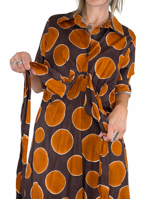 Habiti - Abito camicia con fiocco - MATTONE