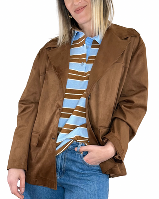 Susy Mix - Blazer dritto dainetto - cuoio