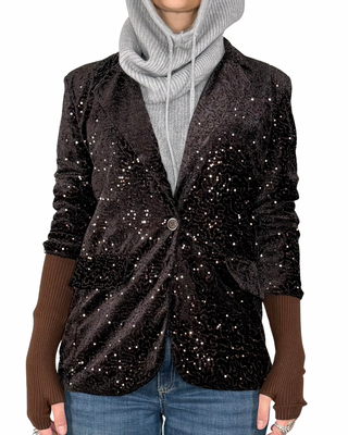 Habiti - Giacca ciniglia e paillettes - MORO