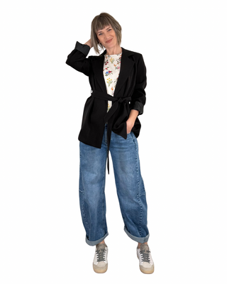 Habiti - Blazer con cinturón - NEGRO