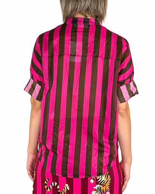 Habiti - Camicia righe in mussola di cotone - FUCSIA