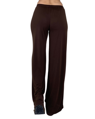 Habiti - Pantalone palazzo in maglia di viscosa - MORO