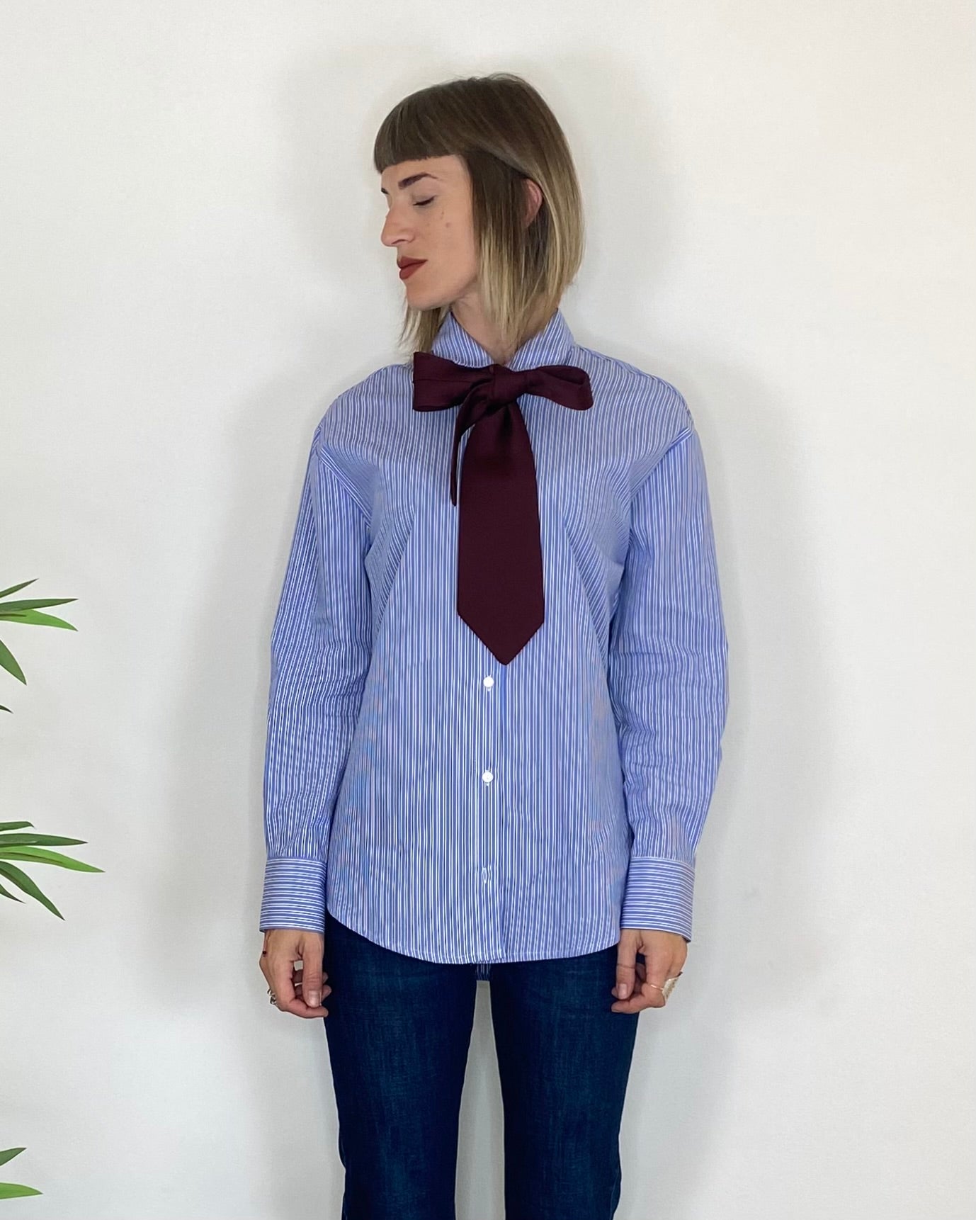 Camicia righe cravatta - BORDEAUX