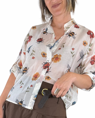 Habiti - Camicia fantasia in tencel - ROSSO