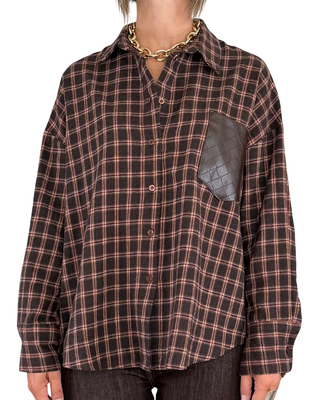 Habiti - Camicia flanella con taschino - MORO