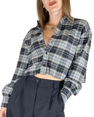 Vicolo - Camicia corta check - GRIGIO