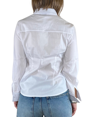 susy mix - camicia slim fit c/bottone gioiello - bianco