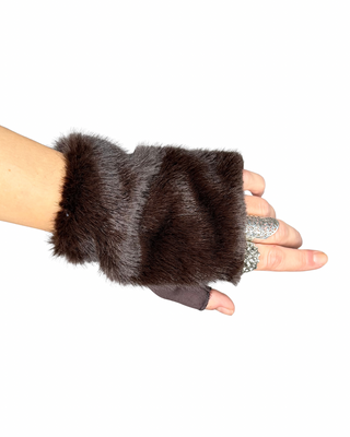 Habiti - Guanti senza dita ecopelliccia - MORO